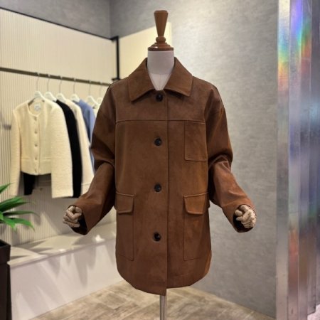 페이크 세무 레더 카라 재킷