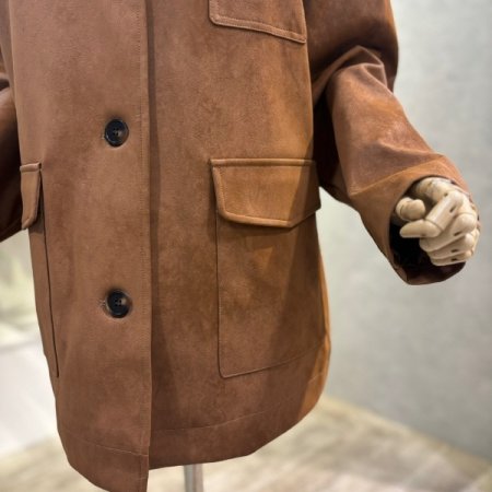 페이크 세무 레더 카라 재킷