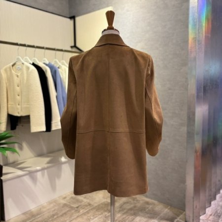 세무 싱글 단추 카라 재킷