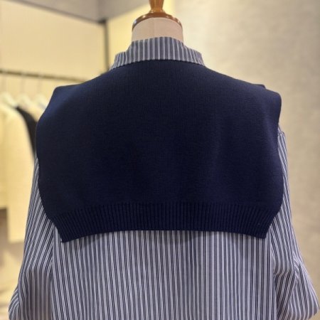 숄 셋업 스트라이프 카라 셔츠