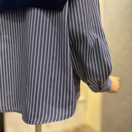 숄 셋업 스트라이프 카라 셔츠