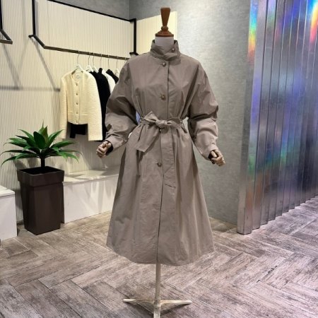 하이넥 벨티드 트렌치 코트