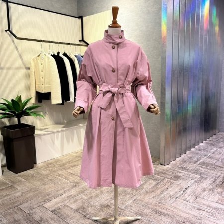 하이넥 벨티드 트렌치 코트