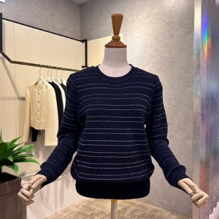 펄 라인 라운드 니트