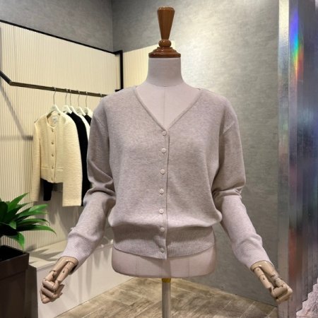 크롭 V넥 단추 가디건