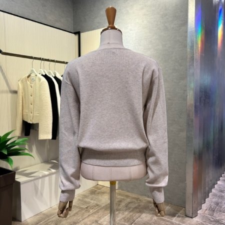 크롭 V넥 단추 가디건