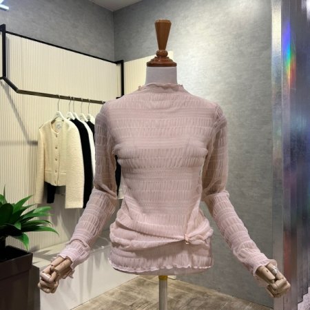 입체 패턴 시스루 티셔츠