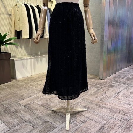 펄사 입체 패턴 밴딩 롱 스커트