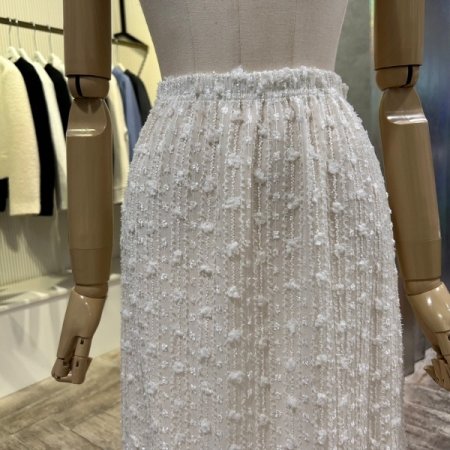 펄사 입체 패턴 밴딩 롱 스커트