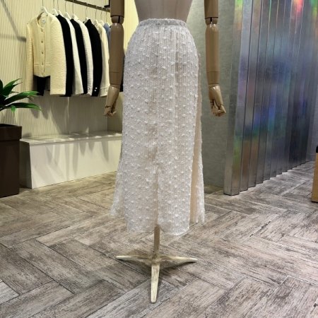 펄사 입체 패턴 밴딩 롱 스커트