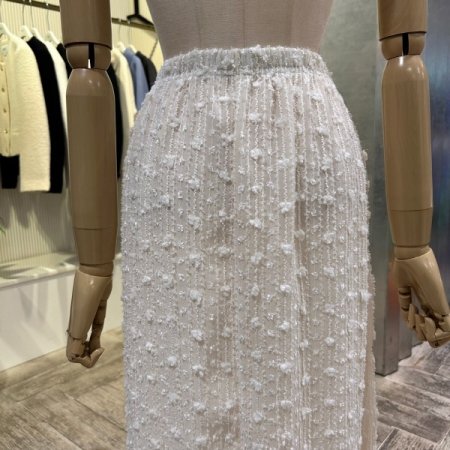 펄사 입체 패턴 밴딩 롱 스커트