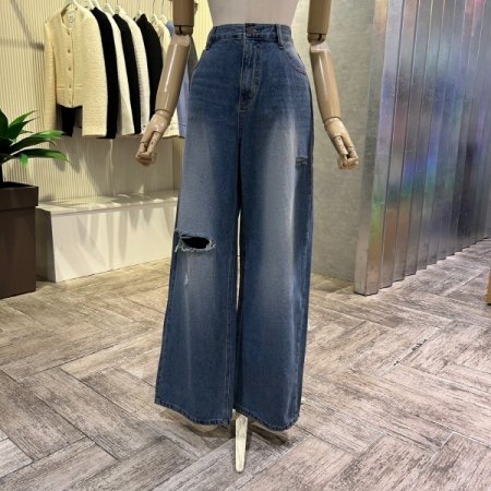 워싱 빈티지 트임 데님 팬츠