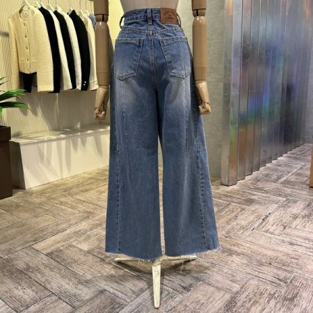 워싱 라인 데님 팬츠