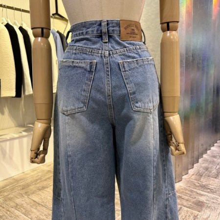 워싱 라인 데님 팬츠