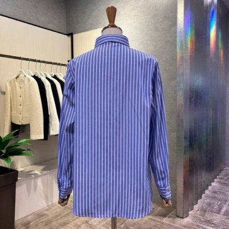 언발 스트라이프 셔츠