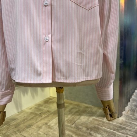 크롭 언발 스트라이프 셔츠