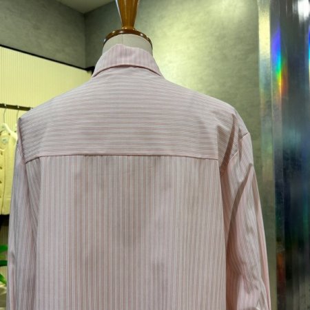 크롭 언발 스트라이프 셔츠