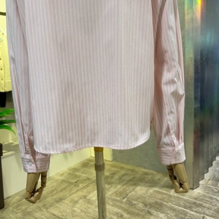 크롭 언발 스트라이프 셔츠