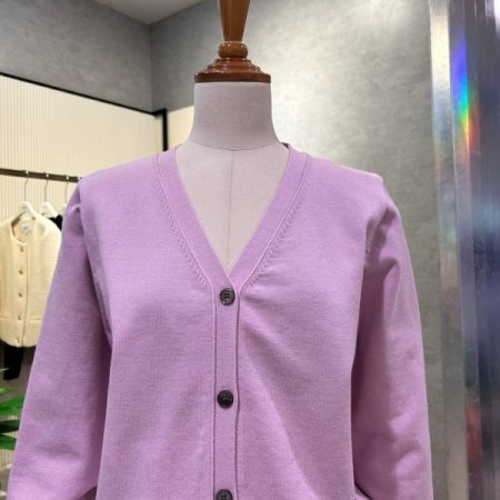 V넥 단추 니트 가디건