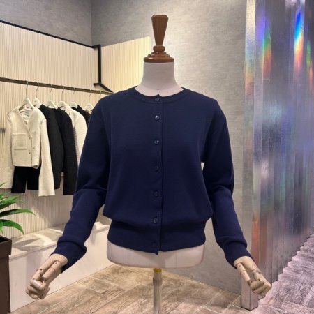 라운드 단추 니트 가디건