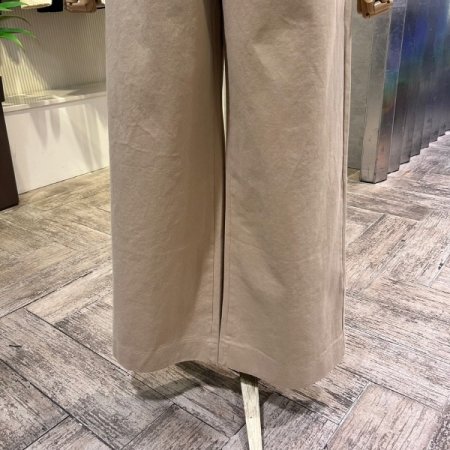 백밴딩 투턱 와이드 면 팬츠