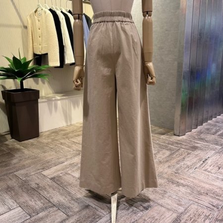 백밴딩 투턱 와이드 면 팬츠