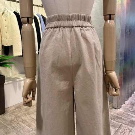 백밴딩 투턱 와이드 면 팬츠