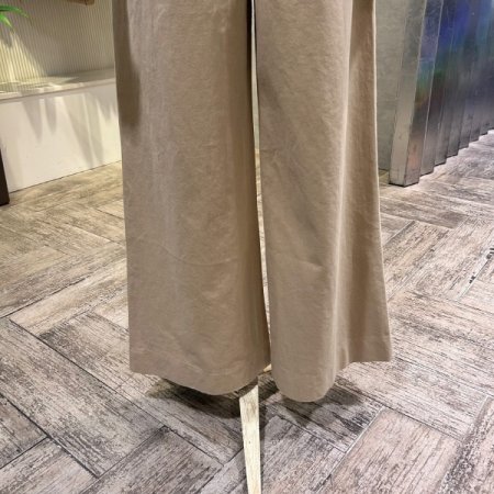 백밴딩 투턱 와이드 면 팬츠