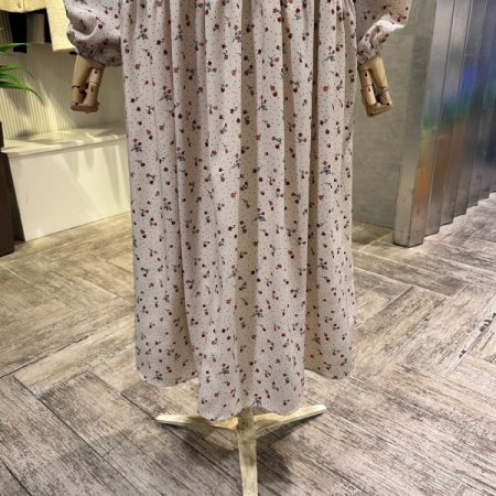 플라워 밴딩 셔링 롱 원피스