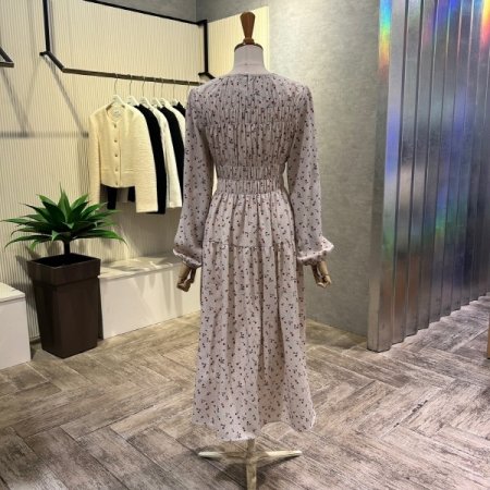 플라워 밴딩 셔링 롱 원피스
