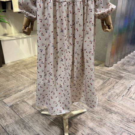 플라워 밴딩 셔링 롱 원피스