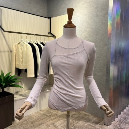 레이어드 셔링 골지 티셔츠