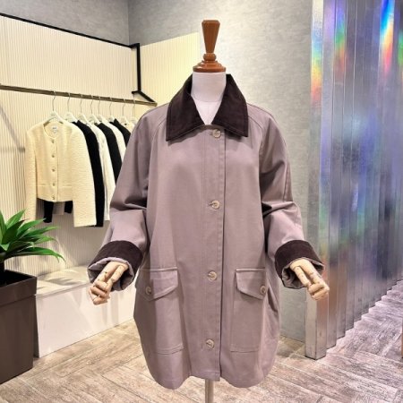 코듀로이 배색 포켓 트렌치 코트