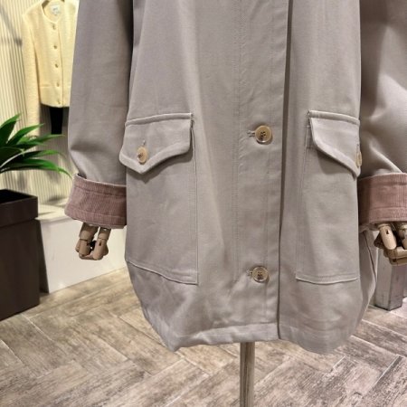 코듀로이 배색 포켓 트렌치 코트