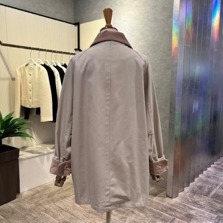 코듀로이 배색 포켓 트렌치 코트