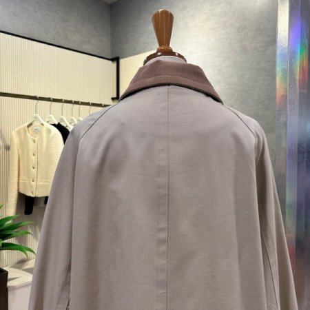 코듀로이 배색 포켓 트렌치 코트