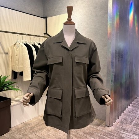 포켓 카라 면 트렌치 코트