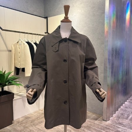 박시 단추 면 트렌치 코트