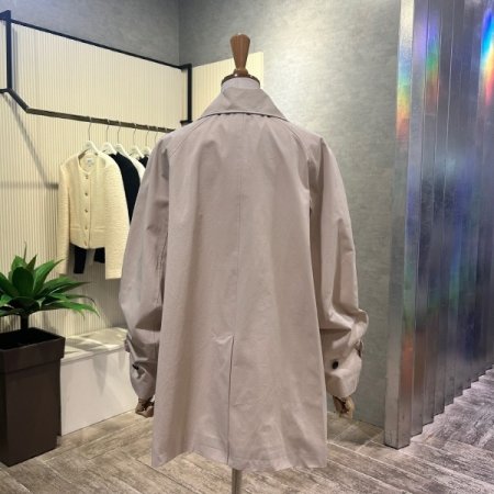 박시 단추 면 트렌치 코트