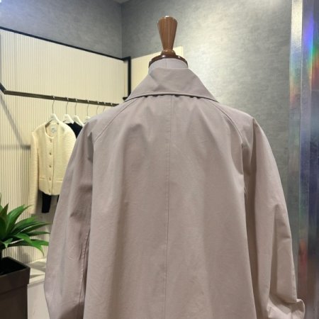 박시 단추 면 트렌치 코트