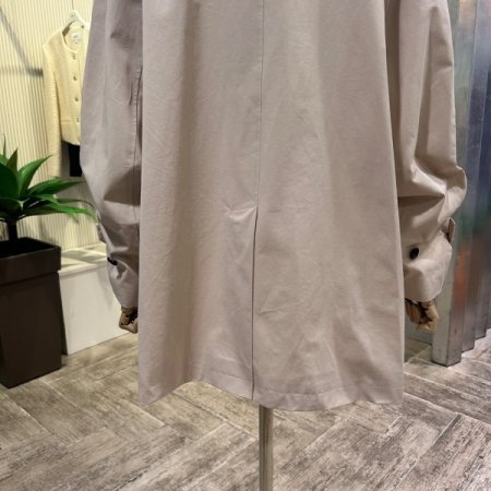 박시 단추 면 트렌치 코트