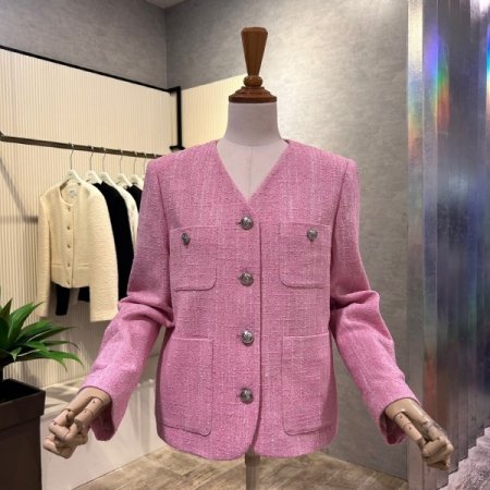 V넥 크롭 트위드 자켓