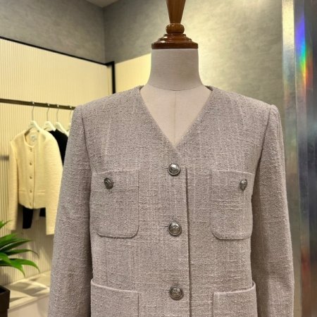 V넥 크롭 트위드 자켓