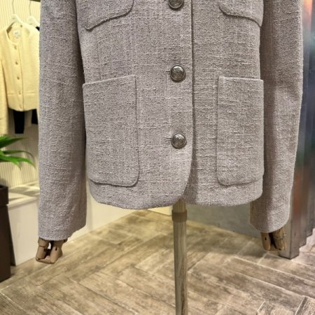 V넥 크롭 트위드 자켓