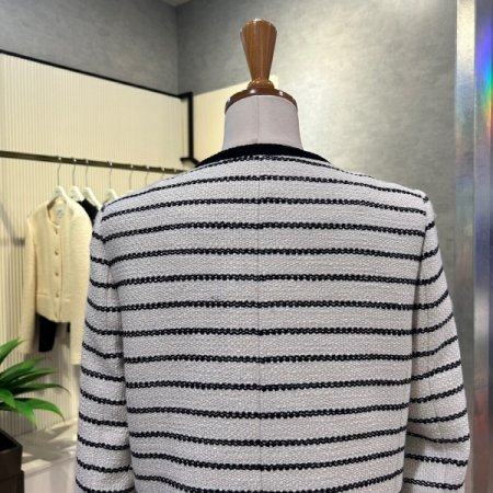 라인 배색 트위드 자켓