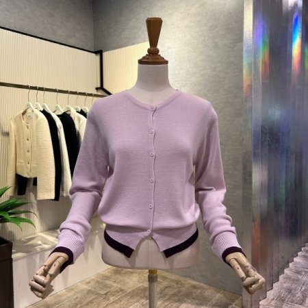 라운드 이중 배색 가디건