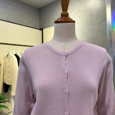 라운드 이중 배색 가디건