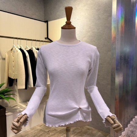 골지 라인 셔링 티셔츠