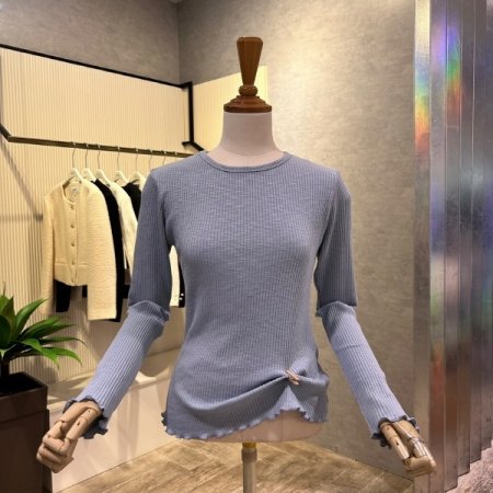 골지 라인 셔링 티셔츠