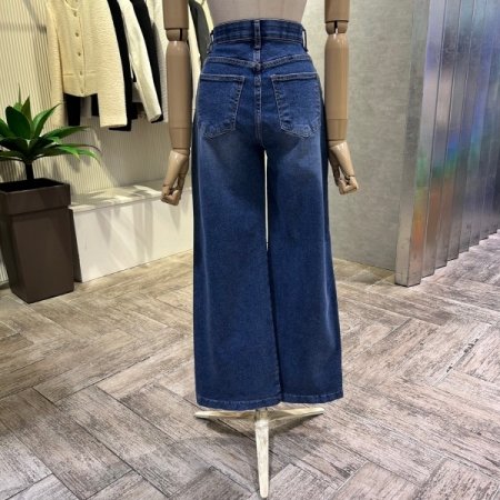 속밴딩 와이드 데님 팬츠